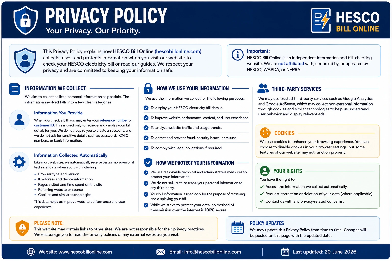 WOODBR Bill Online privacy policy — how we collect, use and protect your information